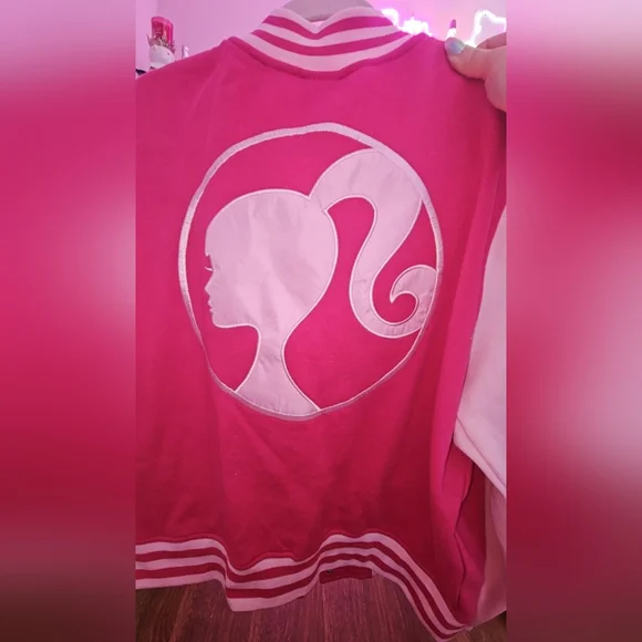 Barbie Pink and White Varsity Jacket - Picture 2 of 2